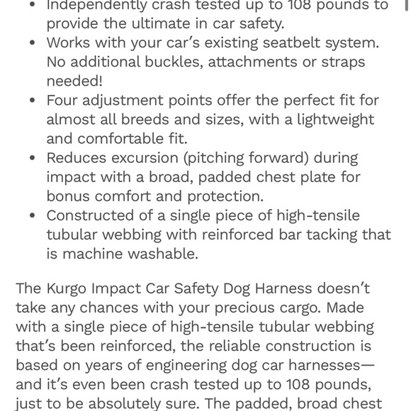 Brand New Unworn Kurgo IMPACT Car Safety Harness for Dogs  50- 75 lbs - Picture 2 of 5